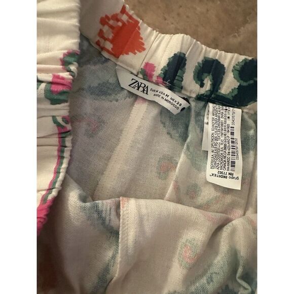 Zara M Printed Linen Shorts Tasseled Paisley - Picture 3 of 7